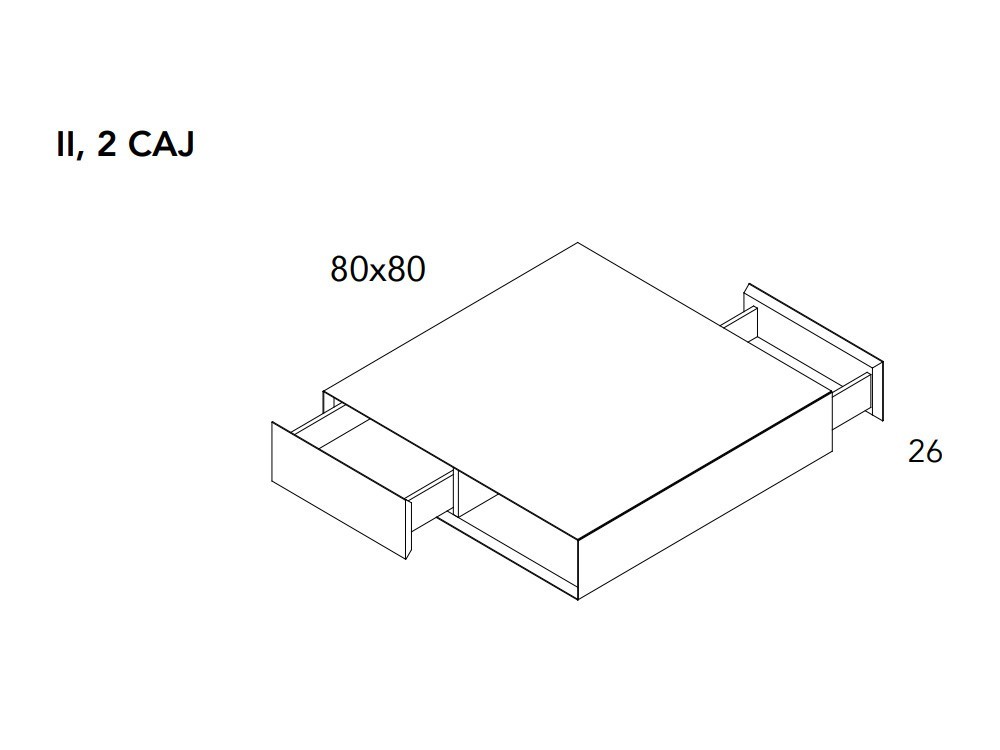 Mesa de centro cuadrada dos cajones GI II A.Brito - 4