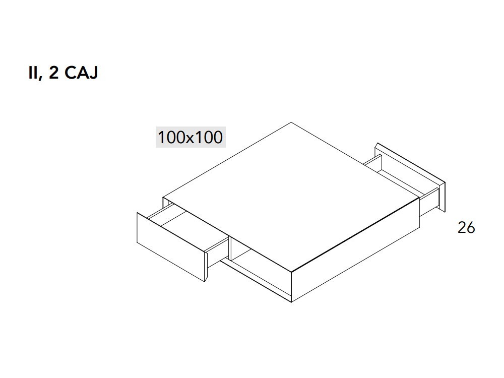 Mesa de centro cuadrada dos cajones GI II A.Brito - 5