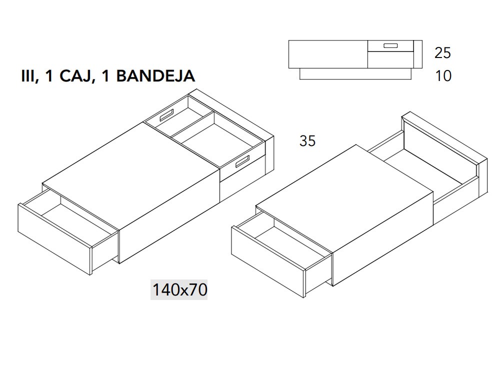 Mesa de centro con cajón y bandeja NX III A.Brito - 5