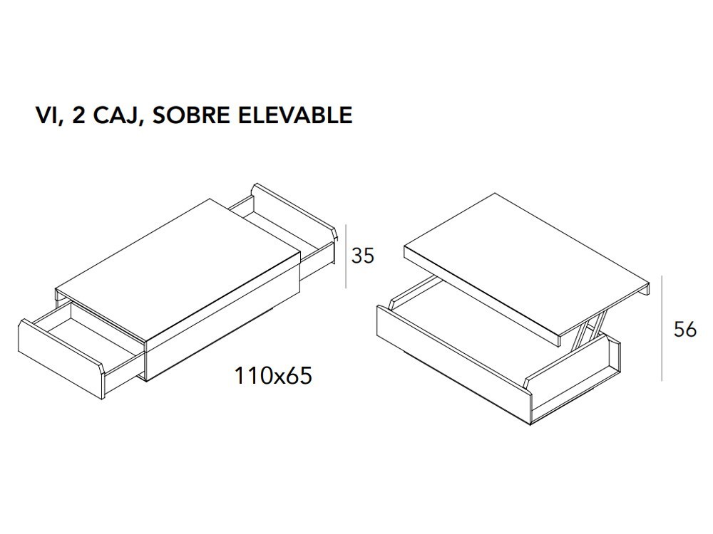 Mesa de centro elevable con dos cajones SR VI A.Brito - 3
