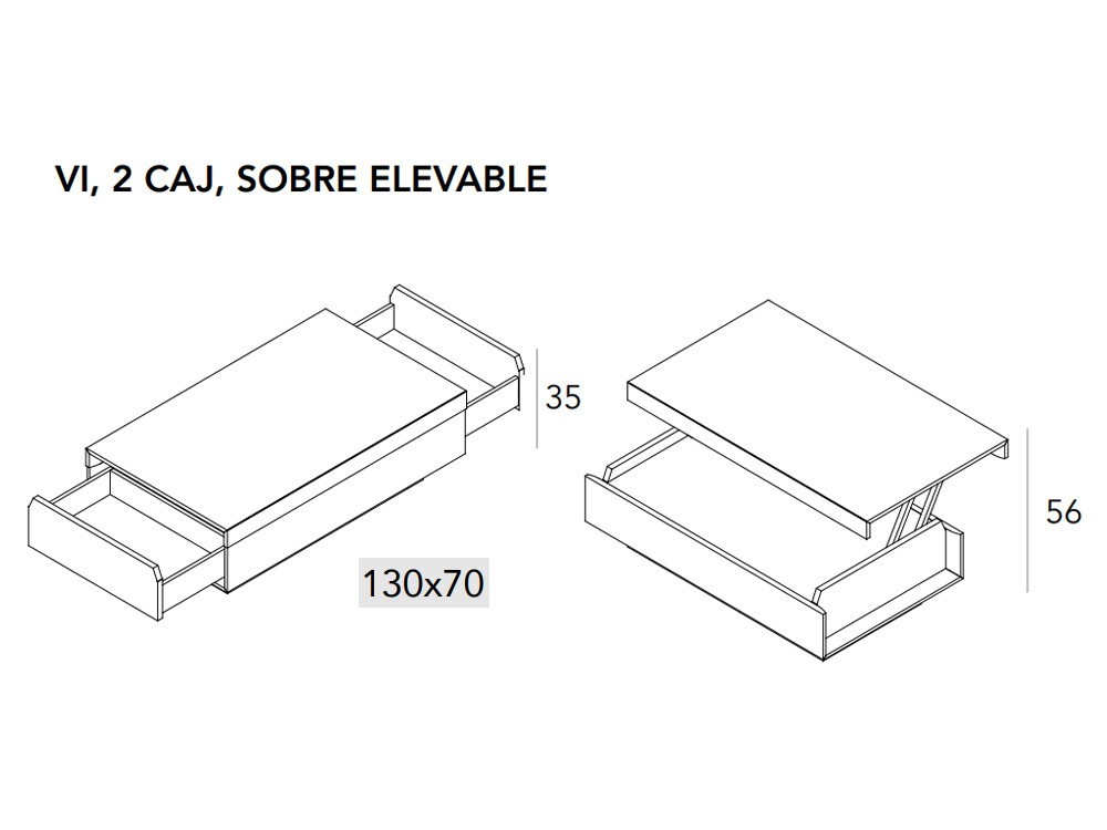 Mesa de centro elevable con dos cajones SR VI A.Brito - 4