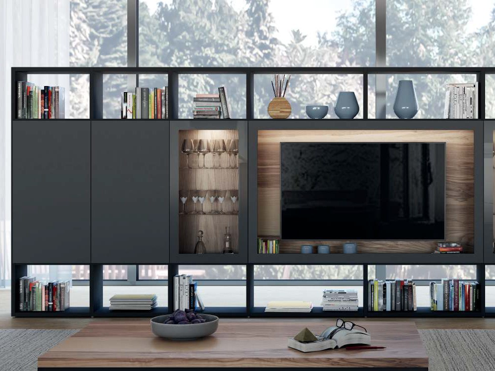 Librería para salón vitrina con luz Qubic 01 Piñero y Cabrero - 2