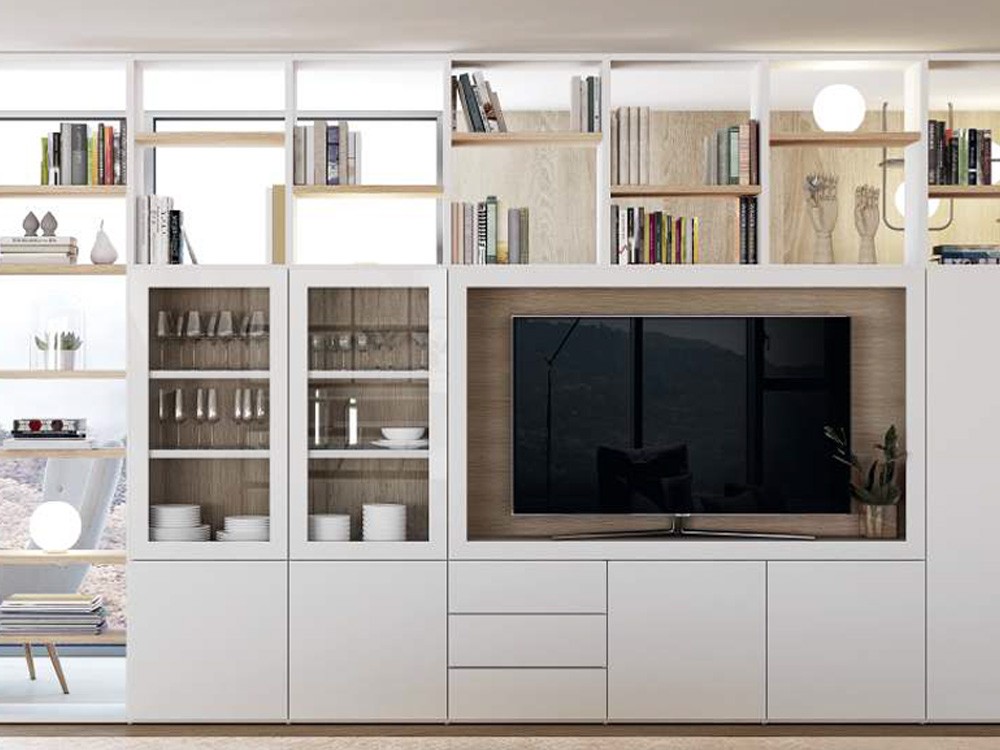 Detalle de la librería para salón Qubic 10 Piñero y Cabrero