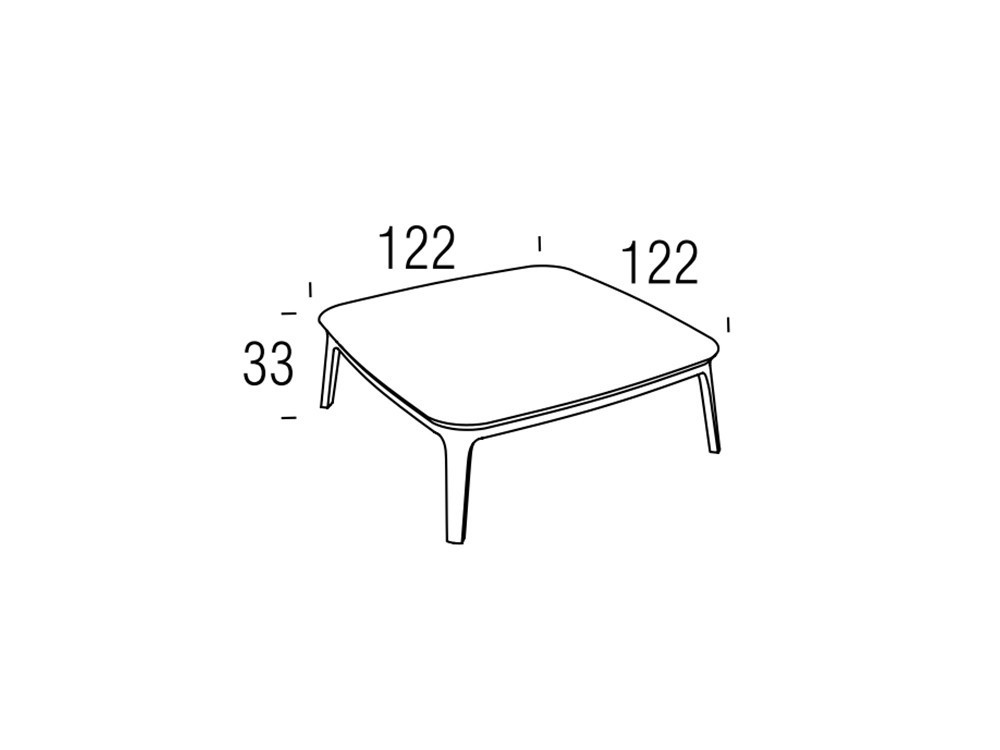 Medidas de la mesa de centro Even de Frajumar 122x122cm