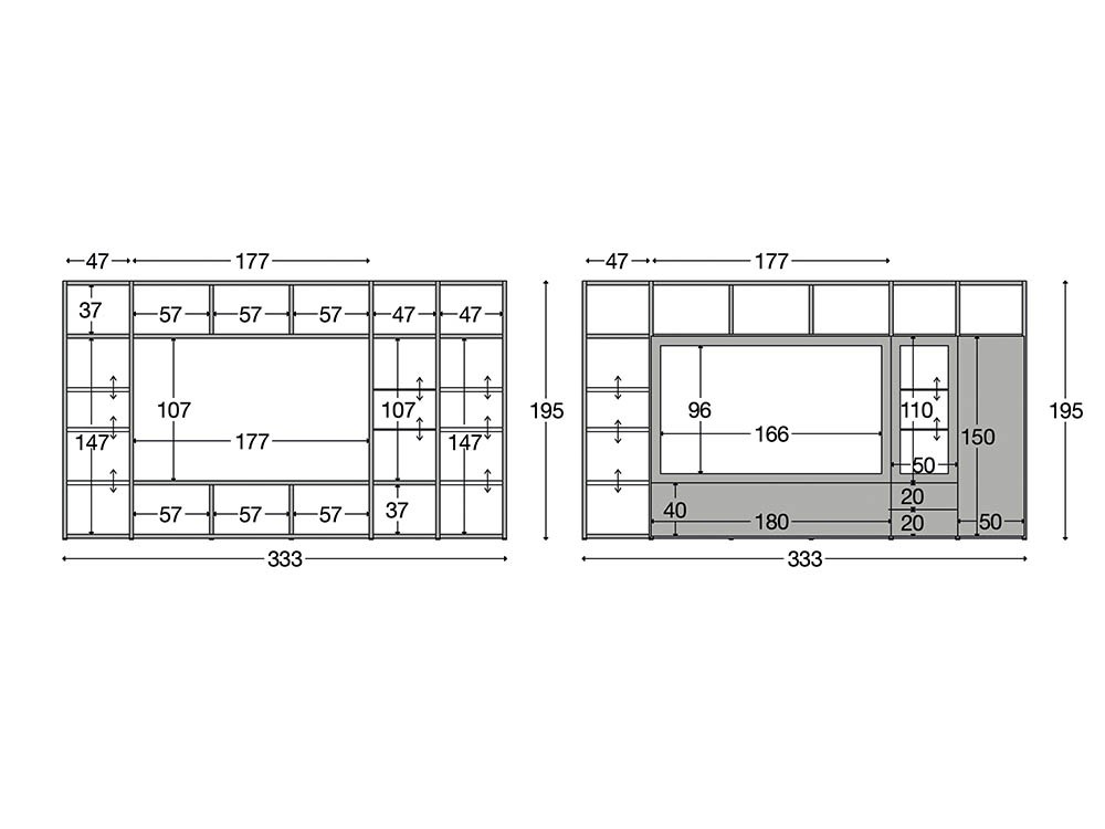 Librería para salón Qubic 03 Piñero y Cabrero